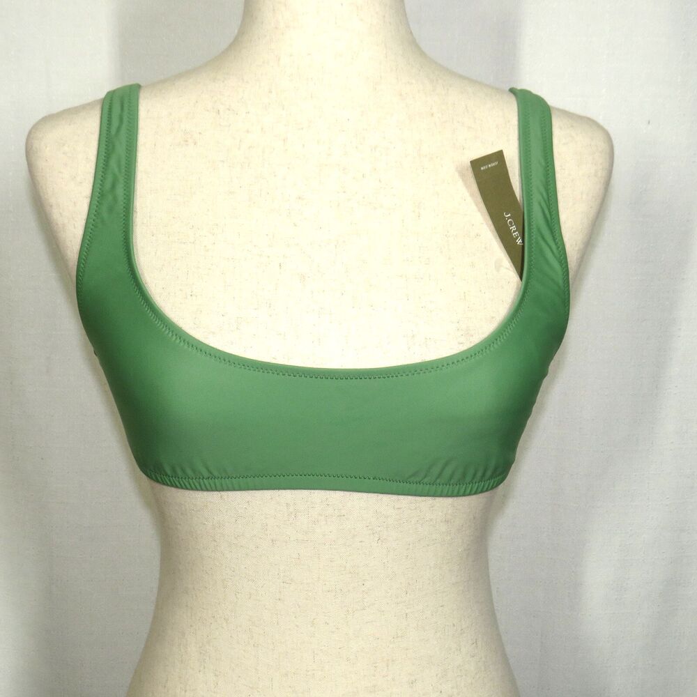 J. Crew Heritage Low Scoop Neck Bikini Swim Top In Green Size Small - Picture 1 of 10